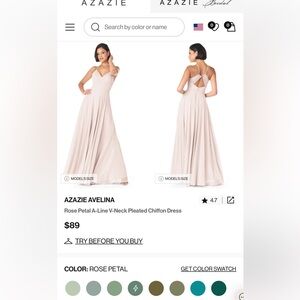 Azazie bridesmaid dress in Rose Petal. Size A16
